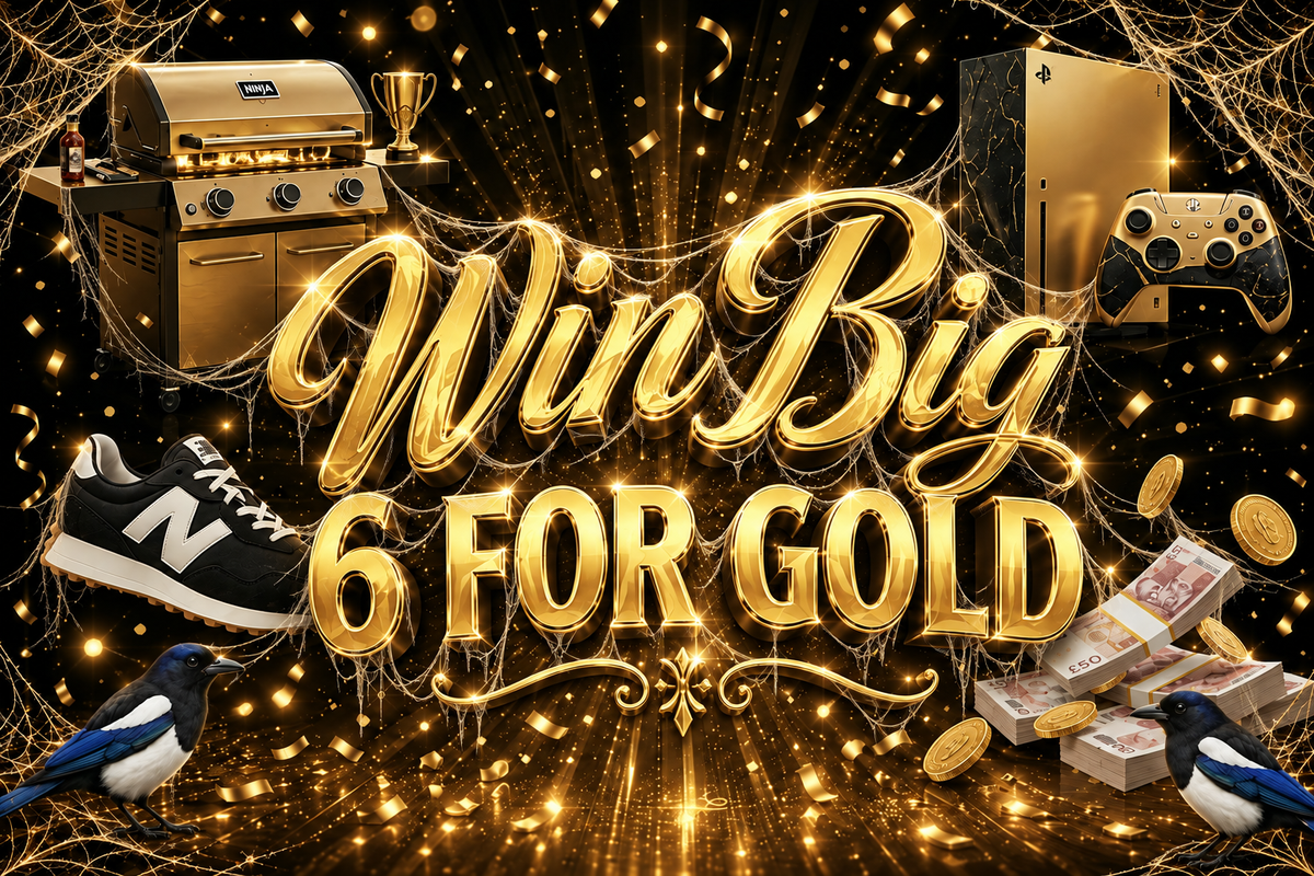 6 For Gold Halloween hero with prominent webs draped over the lettering