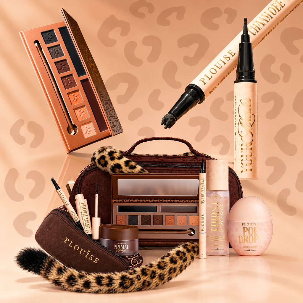 Layered Cheetah Mode cosmetics collage preview